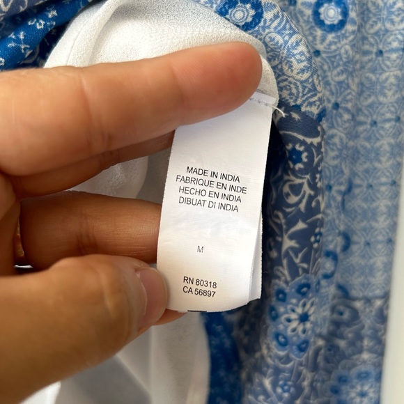 Lucky Brand Blue Floral Boho Patterned Sleeveless Prairie Tie Waist Dress Sz M - Picture 8 of 12